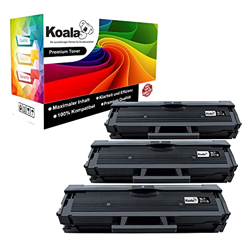 Koala MLT D111S Toner Kompatibel Tonerkartusche Ersatz für Samsung 111S MLT-D111S Schwarz für Xpress M2070 M2070FW M2026W M2026 M2070W M2020 M2022W M2022 M2625 M2020W M2070F Toner (3er-Pack) von Koala