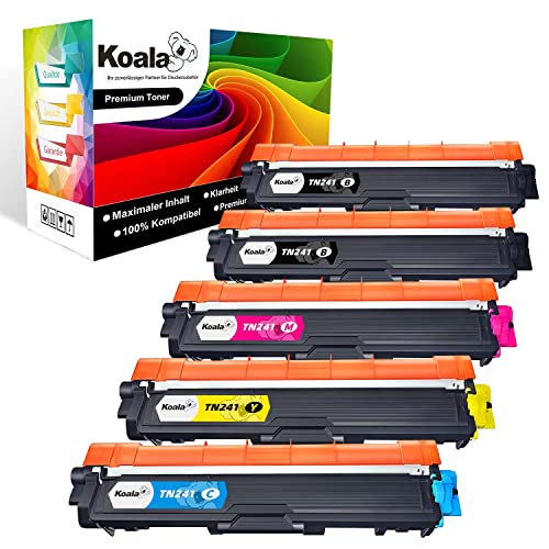 Koala Kompatibel Toner als Ersatz für Brother TN241 TN245 für MFC-9332CDW DCP-9022CDW HL-3142CW HL-3152CDW MFC-9142CDN HL-3140CW HL-3172CDW DCP-9020CDW (Schwarz Cyan Gelb Magenta, 5er-Pack) von Koala