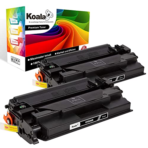 Koala Kompatible Tonerkartusche als Ersatz für HP 26X CF226X 26A CF226A Toner für HP Laserjet Pro M402n M402dn M402dw M402 MFP M426fdw M426fdn M426dw Drucker (Schwarz, 2er-Pack) von Koala