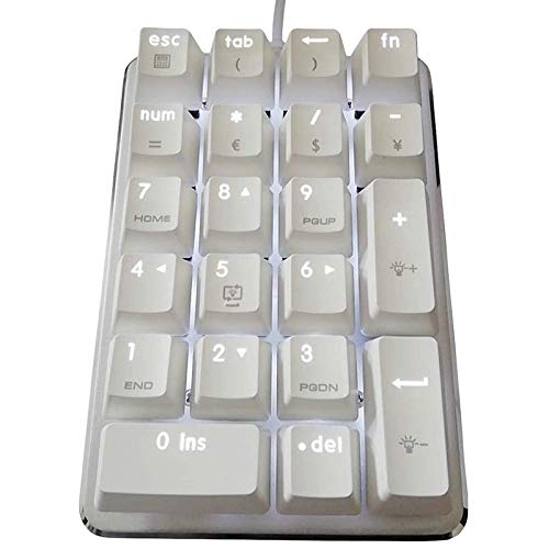 Koanhinn 21 Tasten Weiß Hintergrund Beleuchtete Mechanische Ziffern Block Tastatur mit Blauen Schaltern für Notebook Desktop Pc von Koanhinn