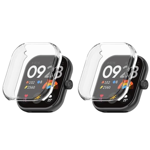 Kobmand 2 Stück Hülle Kompatibel mit Xiaomi Redmi Watch 4 Schutzhülle, TPU Vollständige Abdeckung Schutzfolie Cover Case Schutzhülle für Xiaomi Redmi Watch 4 (Clear+Clear) von Kobmand