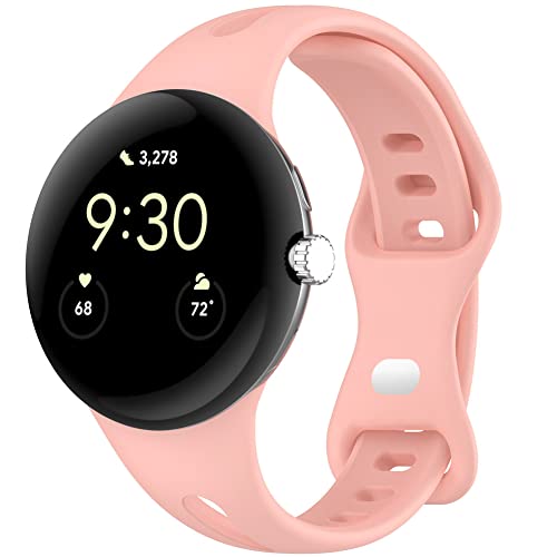 Kobmand Armband Kompatibel mit Google Pixel Watch,Ersatz Silikon Sport Armbänder für Google Pixel Watch LTE/Google Pixel Watch WiFi (Rosa) von Kobmand