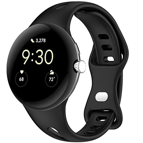 Kobmand Armband Kompatibel mit Google Pixel Watch,Ersatz Silikon Sport Armbänder für Google Pixel Watch LTE/Google Pixel Watch WiFi (Schwarz) von Kobmand
