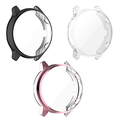 Kobmand Hülle Kompatibel Amazfit GTR 2,Schutzhülle Leicht Weiche Silikon Ultradünne TPU Case (Transparent+Schwarz+Rosa) von Kobmand