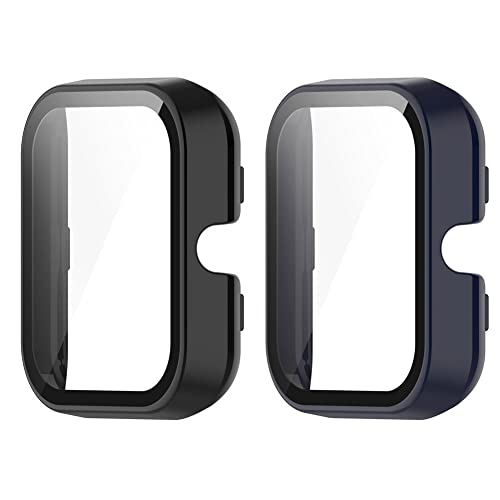 Kobmand Hülle Kompatibel mit Amazfit Bip 3,Overall PC Case Slim Hartglas Displayschutz Schutzhülle für Amazfit Bip 3 (Schwarz&Blau) von Kobmand