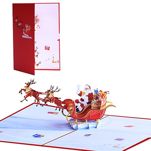 Koboko Pop-Up Weihnachtskarten, Weihnachtskarten mit Umschlag Set, Pop up Karte Glückwunschkarten, 3D Weihnachtswunschkarte, Geeignet für Weihnachten, Partythemen, Geburtstage von Koboko