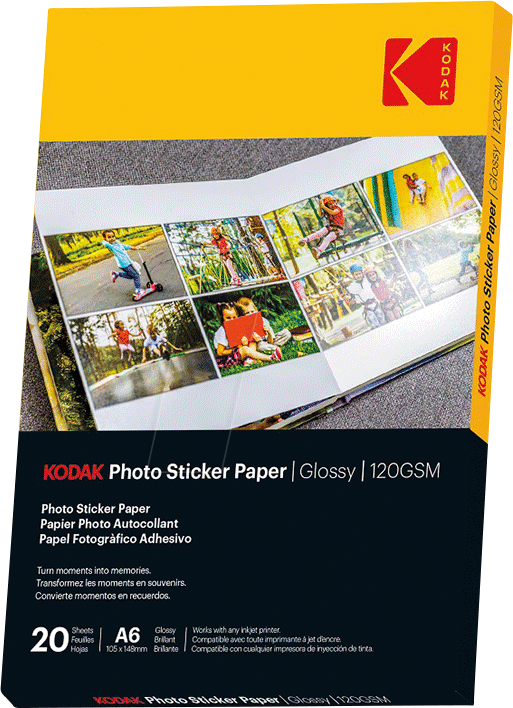 KODAK 3510652 - Fotopapier-Sticker, selbstklebend, 100 x 150 mm, 20 Blatt von Kodak