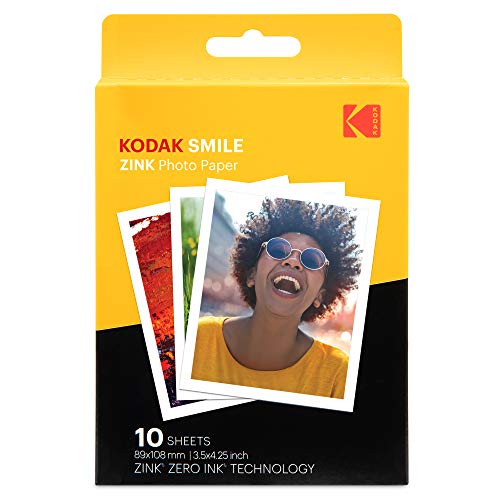 Kodak 3,5 x 4,25 Zoll Premium-Zink-Fotodruckpapier (10 Blatt) kompatibel mit der Kodak Smile Classic-Sofortbildkamera von Kodak