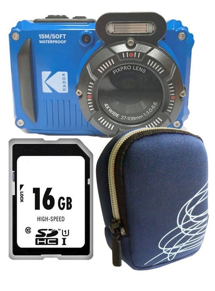 Kodak PixPro WPZ2 blue Set Angebot Tasche blau Kompaktkamera von Kodak