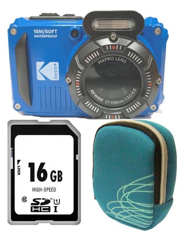 Kodak PixPro WPZ2 blue Set Angebot Tasche türkis Kompaktkamera von Kodak