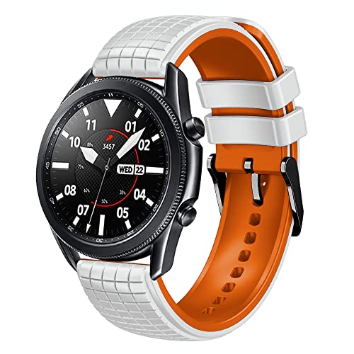 Koelaa 20mm Ersatzarmband Kompatibel mit Amazfit GTR Mini/Bip 3 Pro/GTR 42mm/GTS/GTS 4/GTS 4 Mini/GTS 2e/Bip Lite, Silikon Uhrenarmbänder, Sport Ersatzarmband-Weiß+Orange von Koelaa