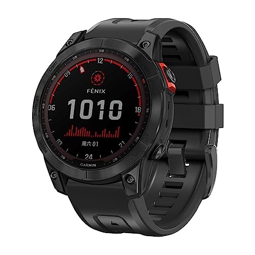 Koelaa 22mm Quick Fit Silikon Armband für Garmin Descent G2/G1/Tactix 8 47mm/Forerunner 965/Fenix7/7 Solar/6/5/Instinct/Epix Gen 2, Silikon Estrazarmband Quick-Fit Uhrenarmband-Schwarz von Koelaa