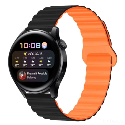 Koelaa Armband für Garmin Approach S50/Venu/Venu Sq 2/2 Plus/Sq Music/Vivoactive 5/3/Garminmove 3, Verstellbare Magnetisches Silikon-Uhrenarmband, 20mm Magnetisch Ersatzarmband-Schwarz+Orange Koelaa Armband für Garmin Approach S50/Venu/Venu Sq 2/2 Plus/Sq Music/Vivoactive 5/3/Garminmove 3, Verstellbare Magnetisches Silikon-Uhrenarmband, 20mm Magnetisch Ersatzarmband-Schwarz+Orange von Koelaa