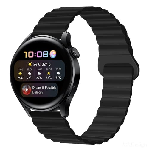 Koelaa Ersatzarmband Kompatibel mit Amazfit GTR Mini/Bip 3 Pro/GTR 42mm/GTS/GTS 4/GTS 4 Mini/GTS 2e/Bip Lite, Verstellbare Magnetisches Silikon-Uhrenarmband, 20mm Magnetisch Ersatzarmband-Schwarz von Koelaa