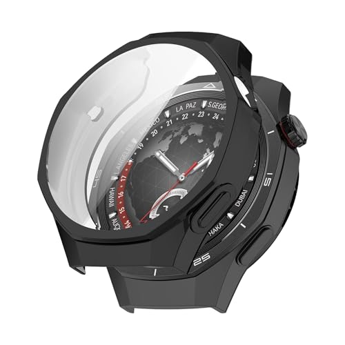 Koelaa Hülle für HUAWEI WATCH GT 5 Pro 46mm, Schutzhülle mit Displayschutzfolie Kompatibel mit HUAWEI WATCH GT 5 Pro 46mm, TPU Ultradünne Gehäuse Hülle [Kratzfest] [HD Klar]-Schwarz von Koelaa