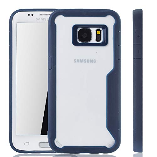 König Design Blaue Premium Hülle Kompatibel mit Samsung Galaxy S7 Edge Hybrid-Editon Hülle | Unterstützt Kabelloses Laden | aus edlem Acryl mit weichem Silikonrand Blau von König Design