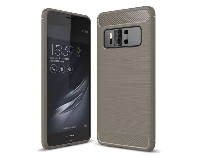 König Design Handyhülle ASUS Zenfone AR ZS571KL, ASUS Zenfone AR ZS571KL Handyhülle Carbon Optik Backcover Grau von König Design