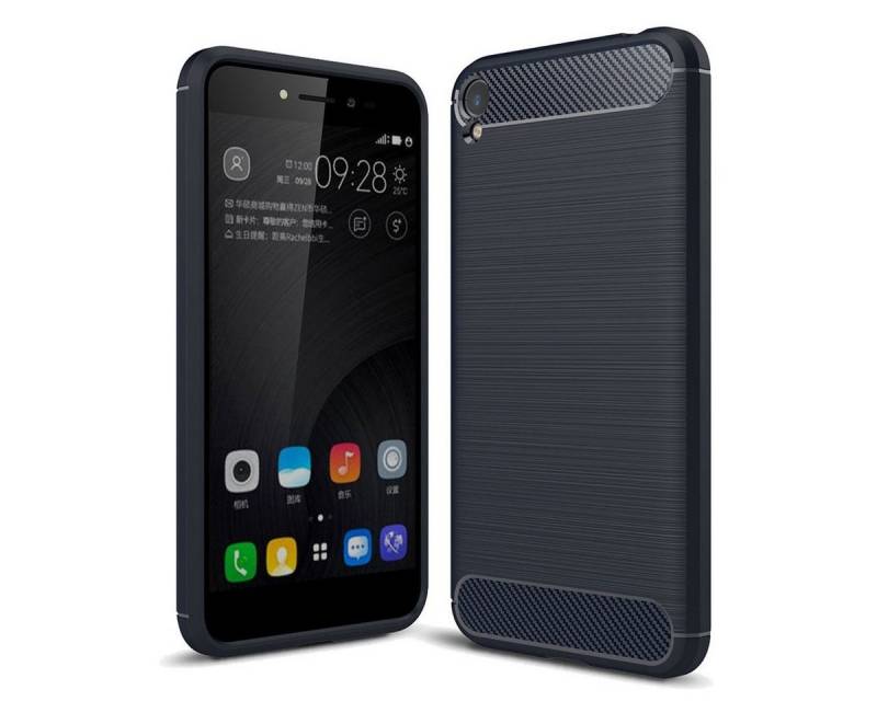 König Design Handyhülle ASUS Zenfone Live ZB501KL, ASUS Zenfone Live ZB501KL Handyhülle Carbon Optik Backcover Blau von König Design