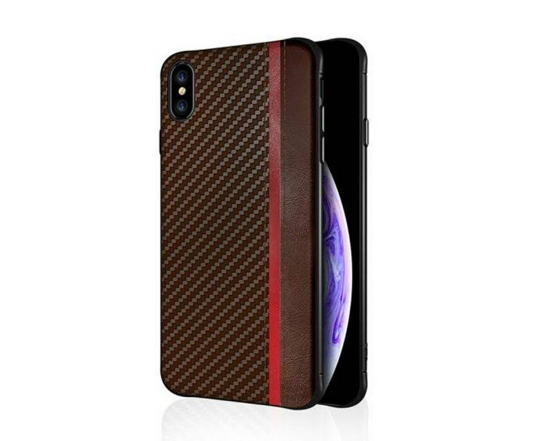 König Design Handyhülle Apple iPhone 11 Pro Max, Apple iPhone 11 Pro Max Handyhülle Carbon Backcover Braun von König Design