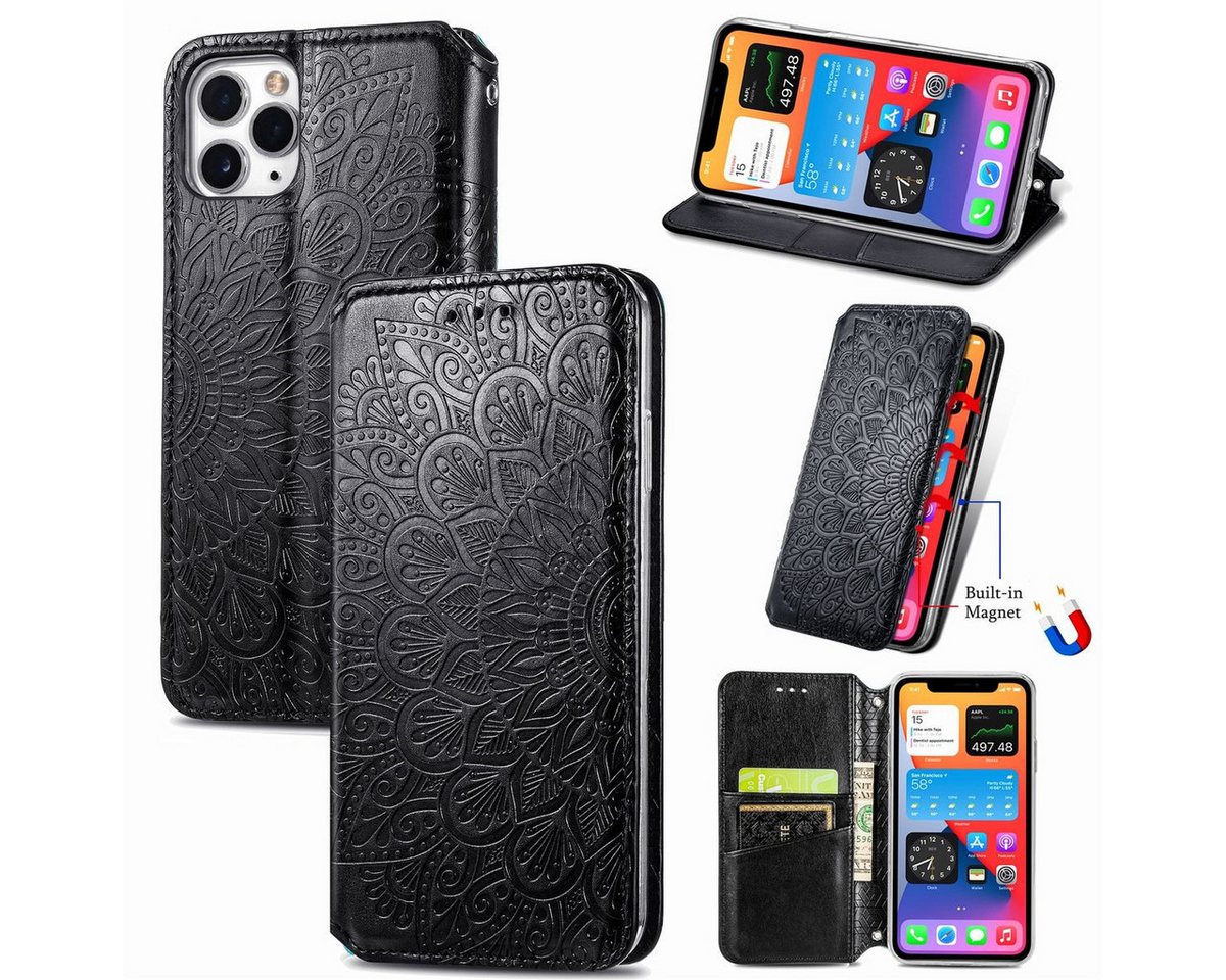 König Design Handyhülle Apple iPhone 11 Pro Max, Schutzhülle Schutztasche Case Cover Etuis Wallet Klapptasche Bookstyle von König Design