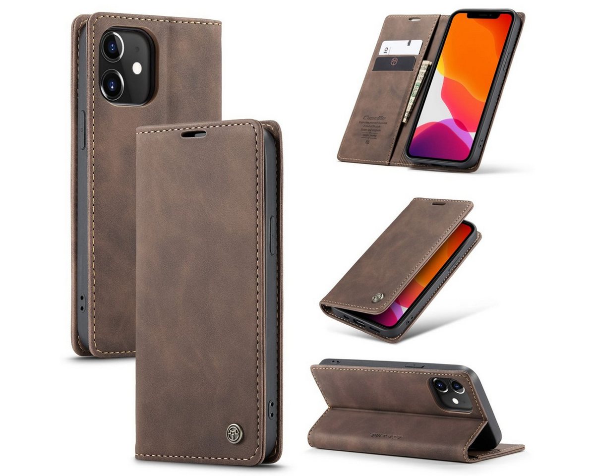 König Design Handyhülle Apple iPhone 12 / 12 Pro, Schutzhülle Schutztasche Case Cover Etuis Wallet Klapptasche Bookstyle von König Design