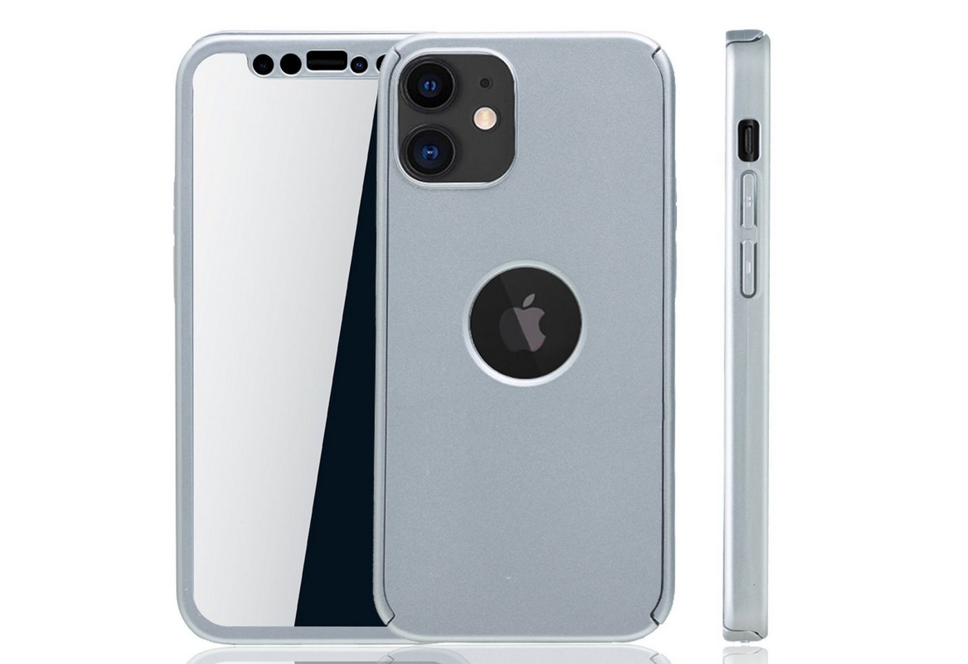 König Design Handyhülle Apple iPhone 12 Mini, Apple iPhone 12 Mini Handyhülle 360 Grad Cover Displayschutz Full Cover Silber König Design Handyhülle Apple iPhone 12 Mini, Apple iPhone 12 Mini Handyhülle 360 Grad Cover Displayschutz Full Cover Silber von König Design