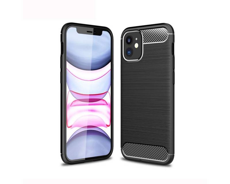 König Design Handyhülle Apple iPhone 12 Mini, Apple iPhone 12 Mini Handyhülle Carbon Optik Backcover Schwarz von König Design