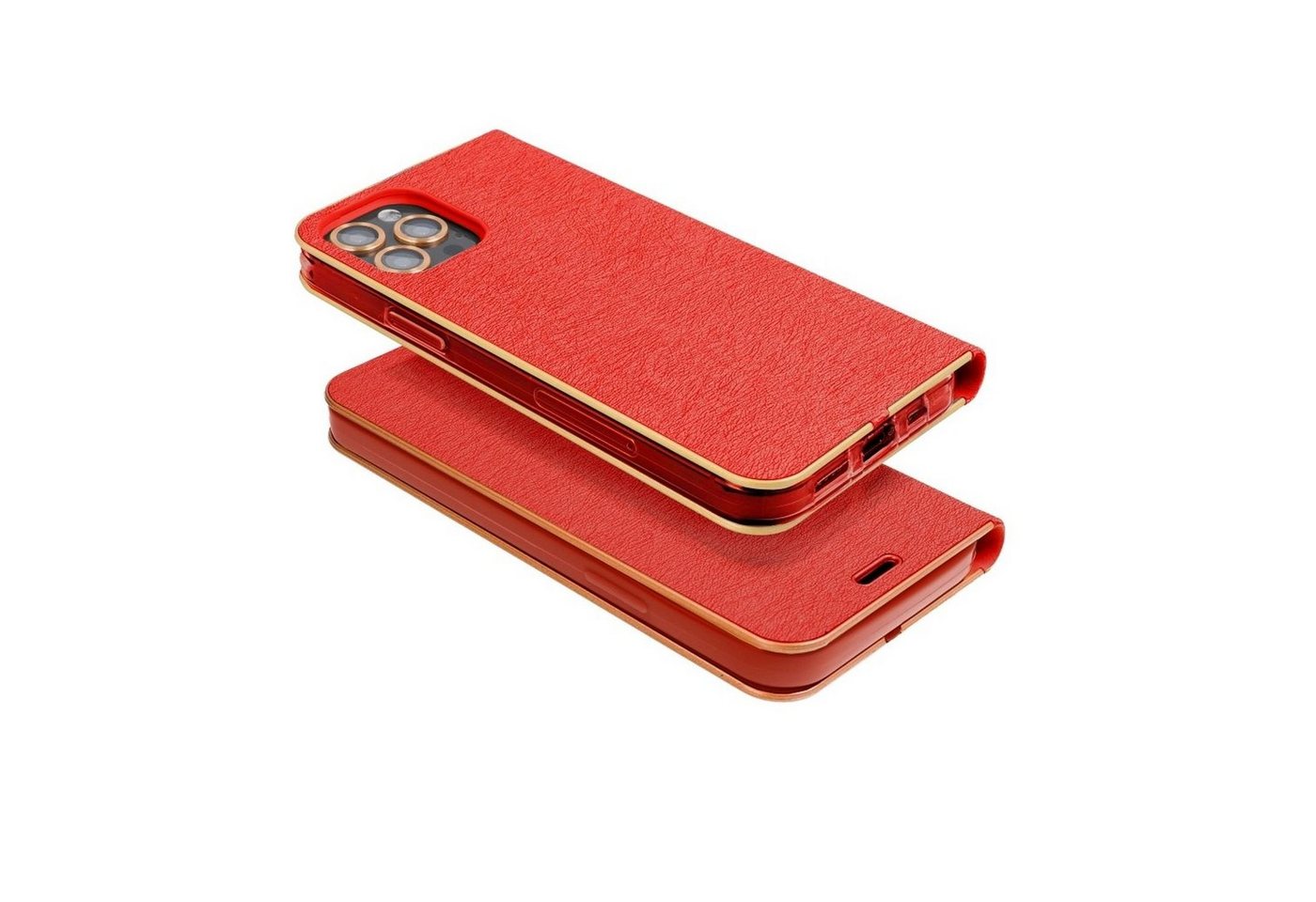 König Design Handyhülle Apple iPhone 13 Pro Max, Apple iPhone 13 Pro Max Tasche Handy Hülle Schutz-Cover Flip-Case mit Kartenfach Rot von König Design