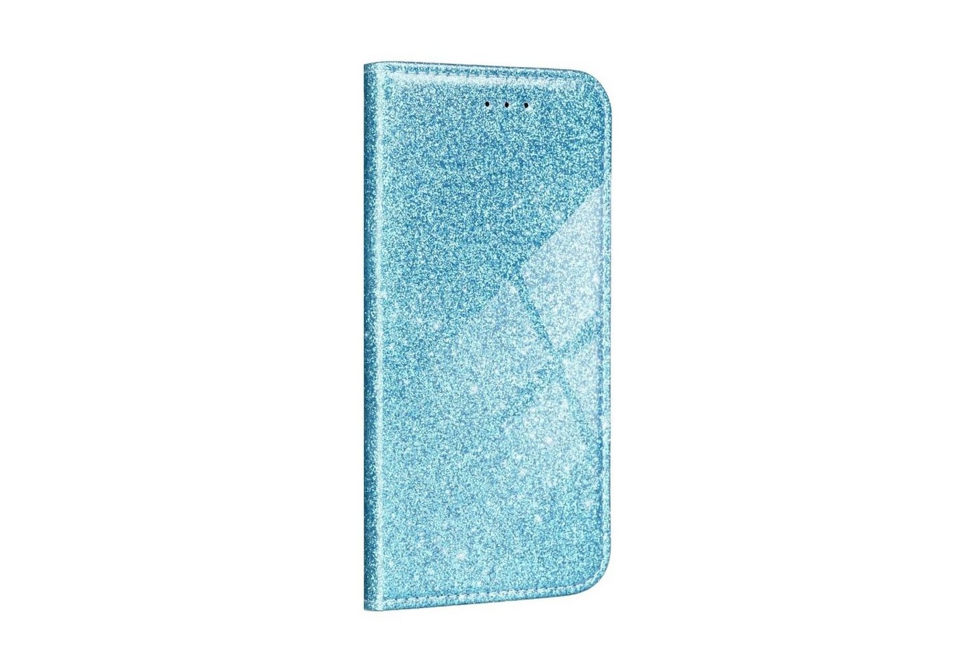 König Design Handyhülle Apple iPhone 13 Pro Max, Apple iPhone 13 Pro Max Tasche Handy Hülle Schutz Cover mit Kartenfach Glitzer Blau von König Design