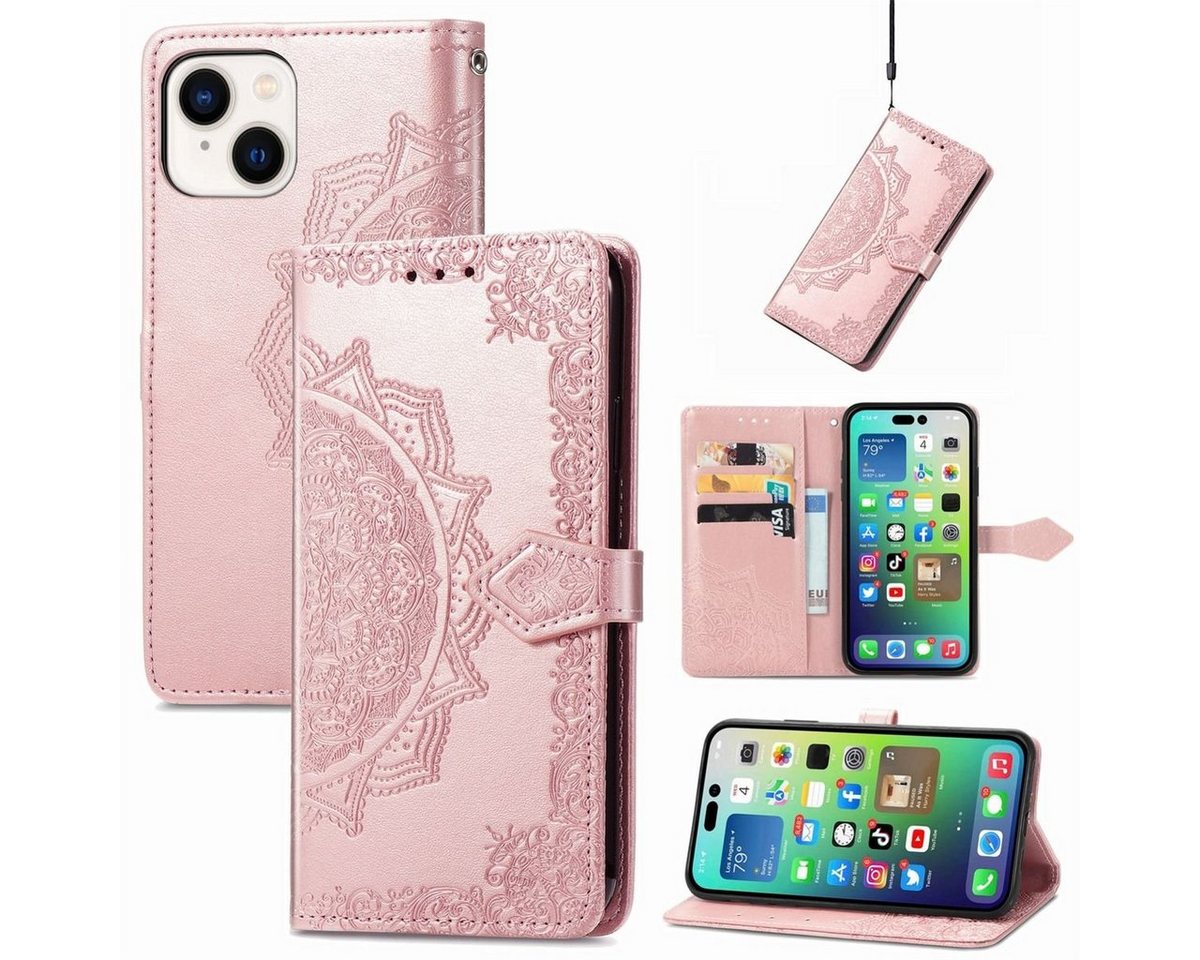 König Design Handyhülle Apple iPhone 15 Plus, Schutzhülle Schutztasche Case Cover Etuis Wallet Klapptasche Bookstyle von König Design
