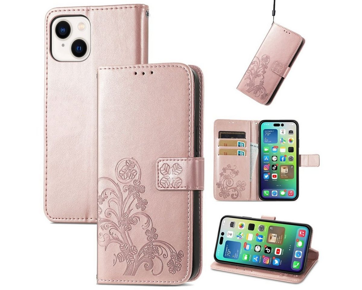 König Design Handyhülle Apple iPhone 15 Plus, Schutzhülle Schutztasche Case Cover Etuis Wallet Klapptasche Bookstyle von König Design