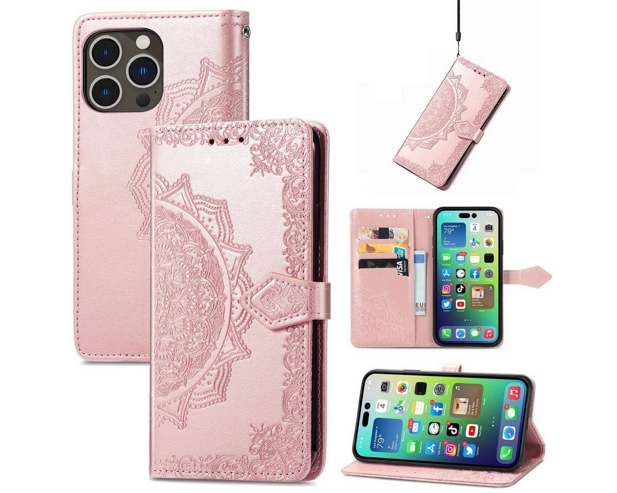 König Design Handyhülle Apple iPhone 15 Pro Max, Schutzhülle Schutztasche Case Cover Etuis Wallet Klapptasche Bookstyle von König Design