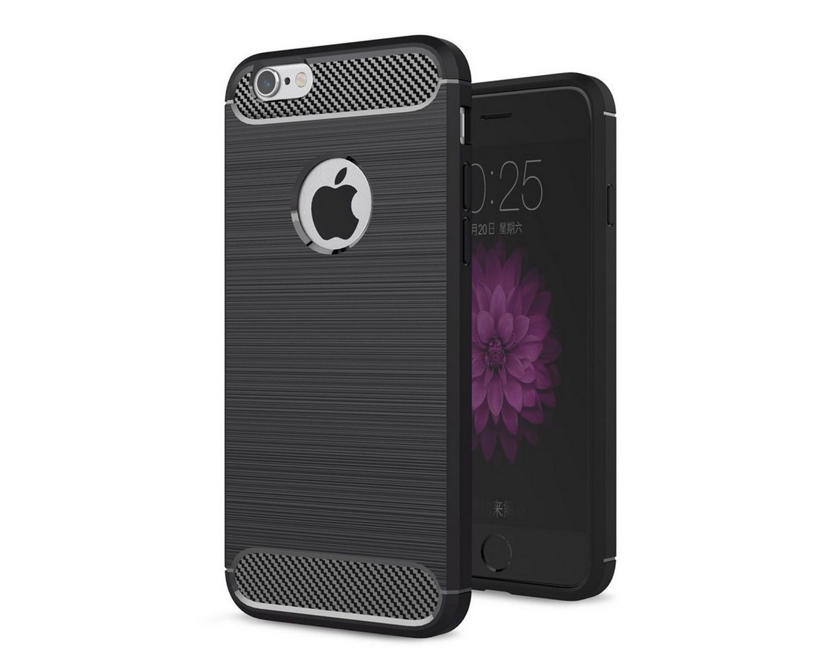 König Design Handyhülle Apple iPhone 6 / 6s, Apple iPhone 6 / 6s Handyhülle Carbon Optik Backcover Schwarz von König Design
