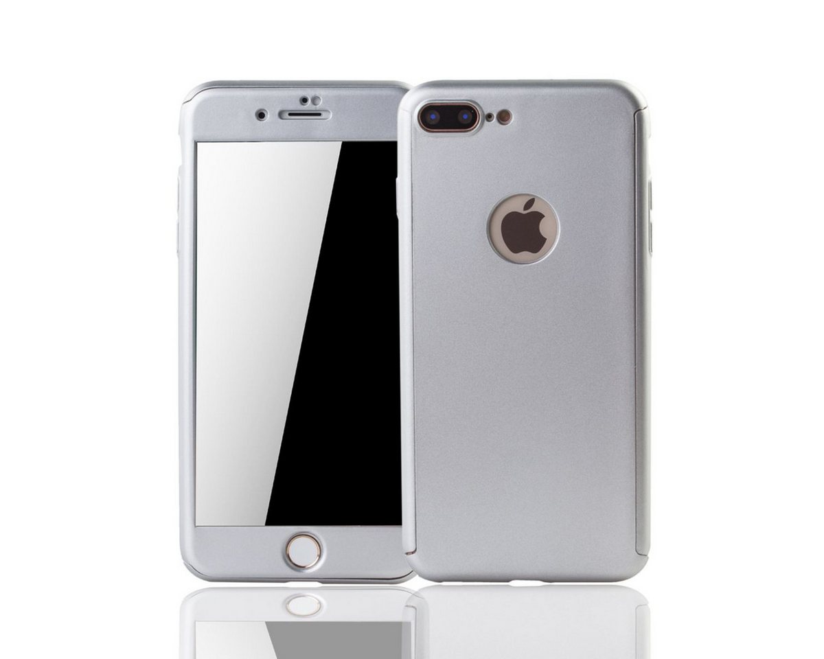 König Design Handyhülle Apple iPhone 7 Plus, Apple iPhone 7 Plus Handyhülle 360 Grad Schutz Full Cover Silber von König Design
