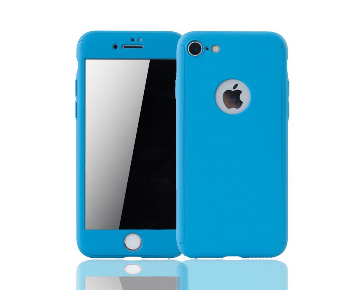 König Design Handyhülle Apple iPhone 8, Apple iPhone 8 Handyhülle 360 Grad Schutz Full Cover Blau von König Design