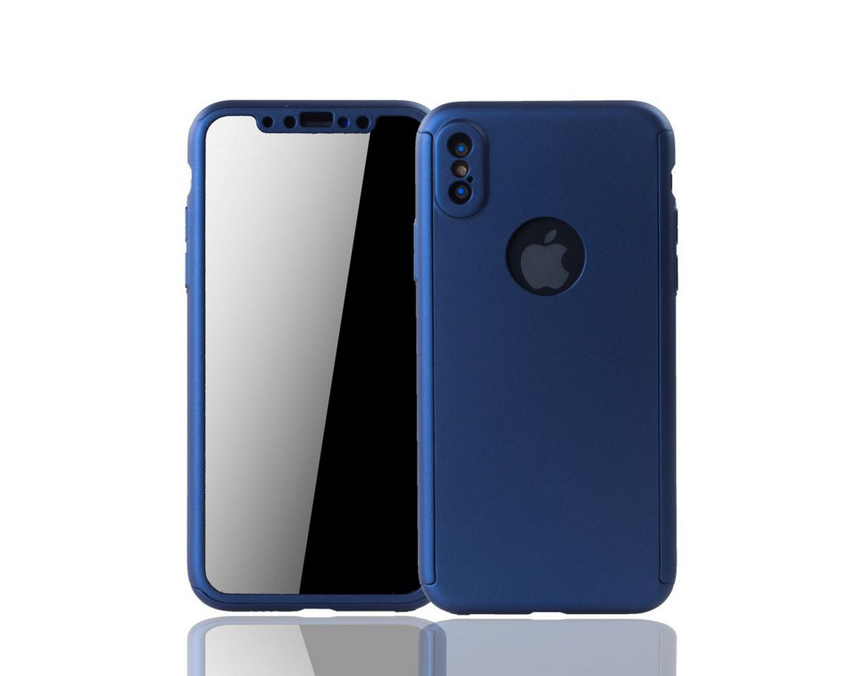 König Design Handyhülle Apple iPhone X, Apple iPhone X / iPhone XS Handyhülle 360 Grad Schutz Full Cover Blau von König Design