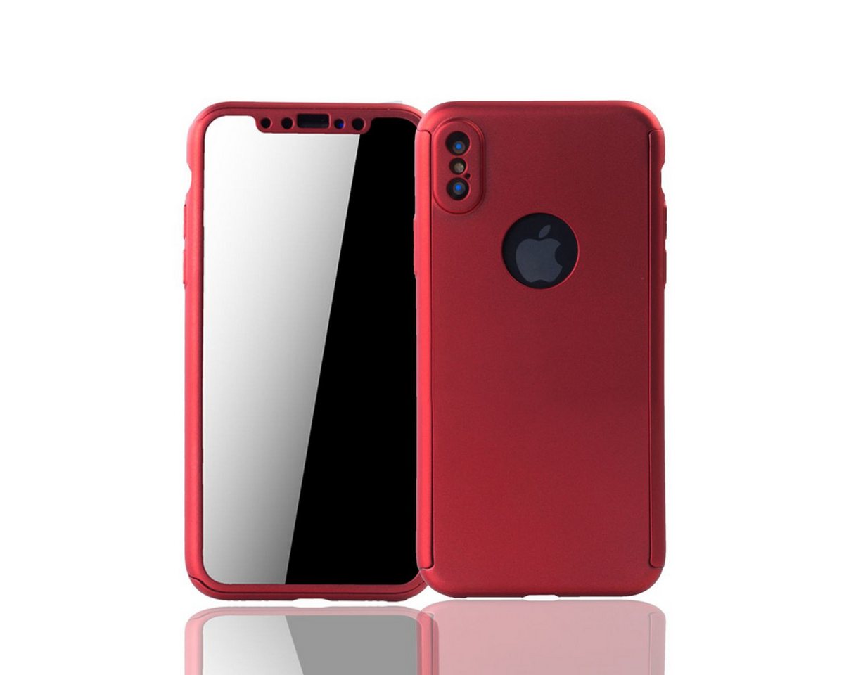 König Design Handyhülle Apple iPhone X, Apple iPhone X / iPhone XS Handyhülle 360 Grad Schutz Full Cover Rot von König Design
