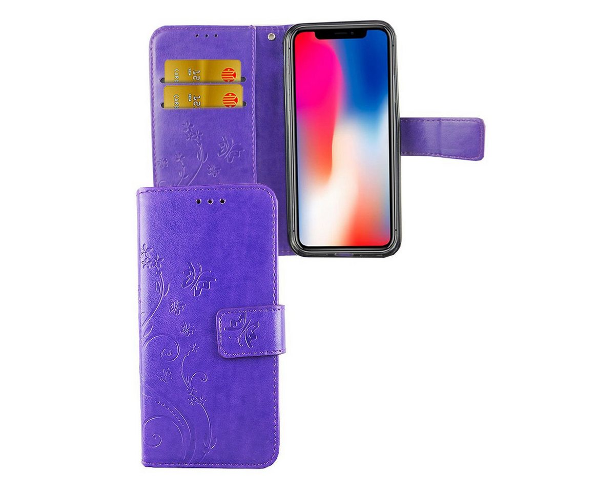 König Design Handyhülle Apple iPhone X, Apple iPhone X / iPhone XS Handyhülle Bookcover Violett von König Design