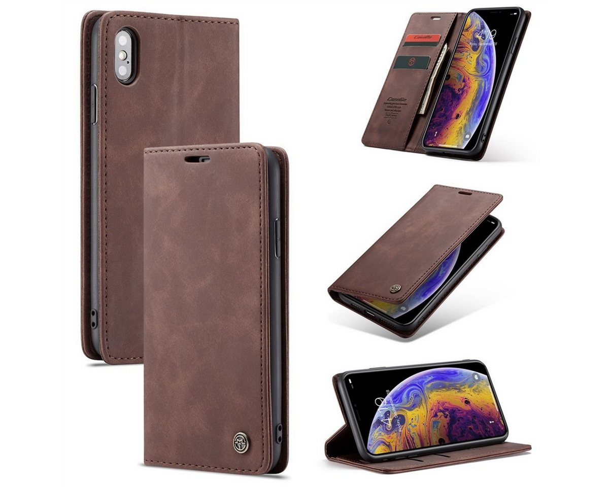 König Design Handyhülle Apple iPhone X, Schutzhülle Schutztasche Case Cover Etuis Wallet Klapptasche Bookstyle von König Design