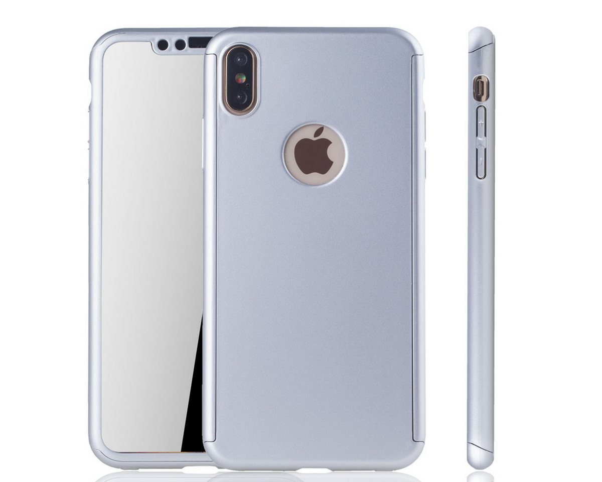 König Design Handyhülle Apple iPhone XS Max, Apple iPhone XS Max Handyhülle 360 Grad Schutz Full Cover Silber von König Design
