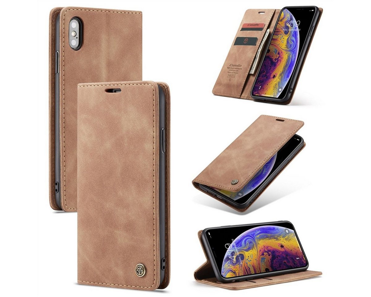 König Design Handyhülle Apple iPhone XS Max, Schutzhülle Schutztasche Case Cover Etuis Wallet Klapptasche Bookstyle von König Design