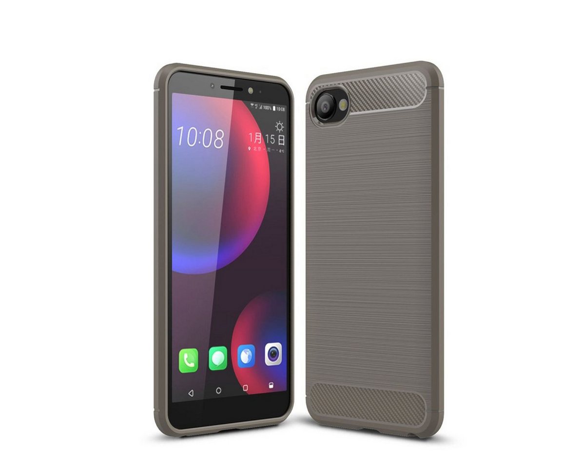 König Design Handyhülle HTC Desire 12, HTC Desire 12 Handyhülle Carbon Optik Backcover Grau König Design Handyhülle HTC Desire 12, HTC Desire 12 Handyhülle Carbon Optik Backcover Grau von König Design
