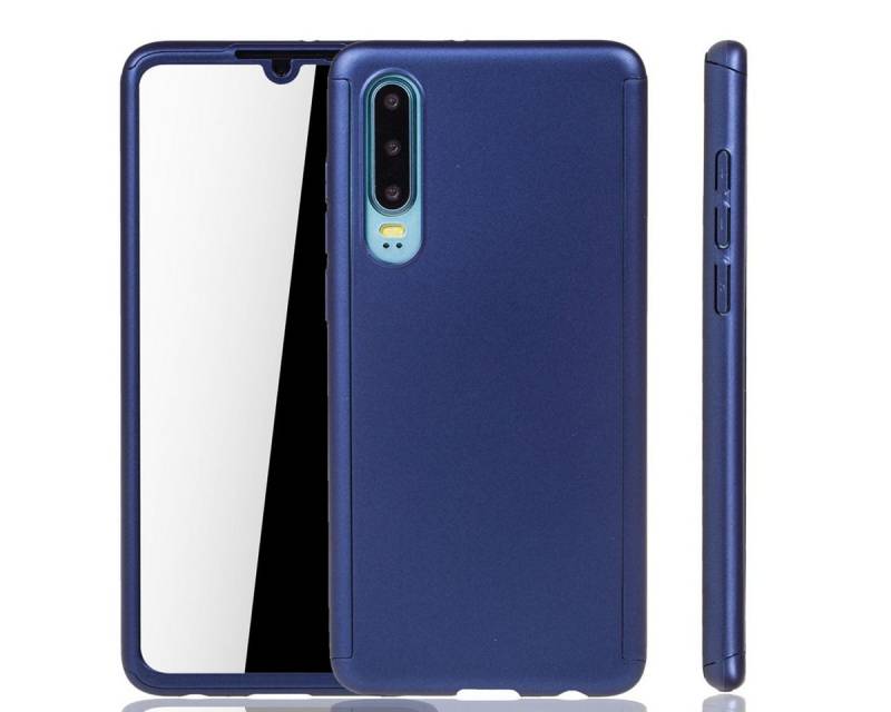 König Design Handyhülle Huawei P30, Huawei P30 Handyhülle 360 Grad Schutz Full Cover Blau von König Design