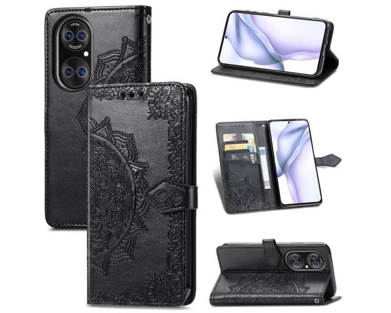 König Design Handyhülle Huawei P50 Pro, Schutzhülle Schutztasche Case Cover Etuis Wallet Klapptasche Bookstyle von König Design