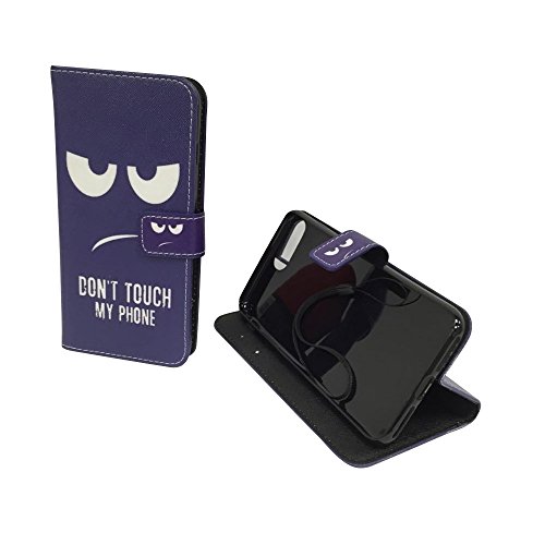 König Design Handyhülle Kompatibel mit Apple iPhone 7 Plus Handytasche Schutzhülle Tasche Flip Case mit Kreditkartenfächern - Don't Touch My Phone Weiß Dunkelblau von König Design