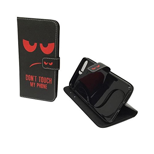 König Design Handyhülle Kompatibel mit Apple iPhone 8 Plus Handytasche Schutzhülle Tasche Flip Case mit Kreditkartenfächern - Don't Touch My Phone Rot Schwarz von König Design