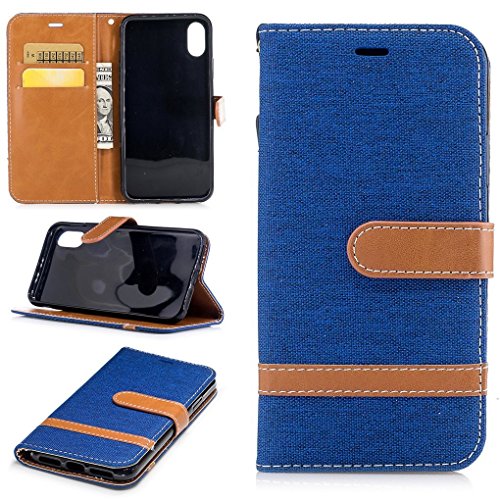 König Design Handyhülle Kompatibel mit Apple iPhone X Schutz-Tasche Case Cover Kartenfach Etui Wallet Blau von König Design