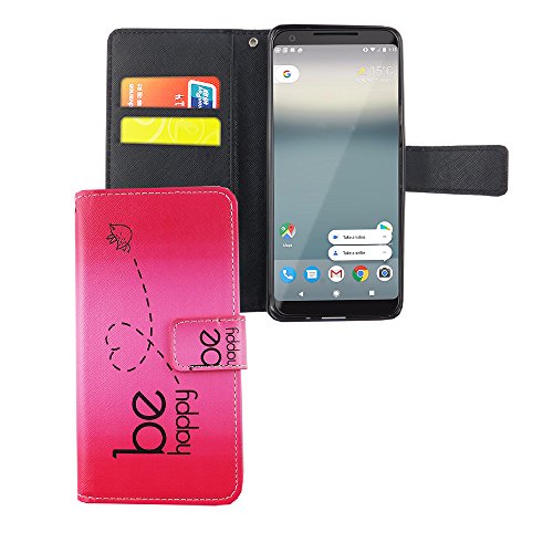 König Design Handyhülle Kompatibel mit Google Pixel 2 Handytasche Schutzhülle Tasche Flip Case mit Kreditkartenfächern - Be Happy Design Pink König Design Handyhülle Kompatibel mit Google Pixel 2 Handytasche Schutzhülle Tasche Flip Case mit Kreditkartenfächern - Be Happy Design Pink von König Design