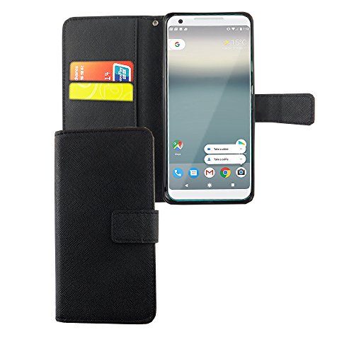König Design Handyhülle Kompatibel mit Google Pixel 2 XL Handytasche Schutzhülle Tasche Flip Case mit Kreditkartenfächern - Onyx Schwarz von König Design