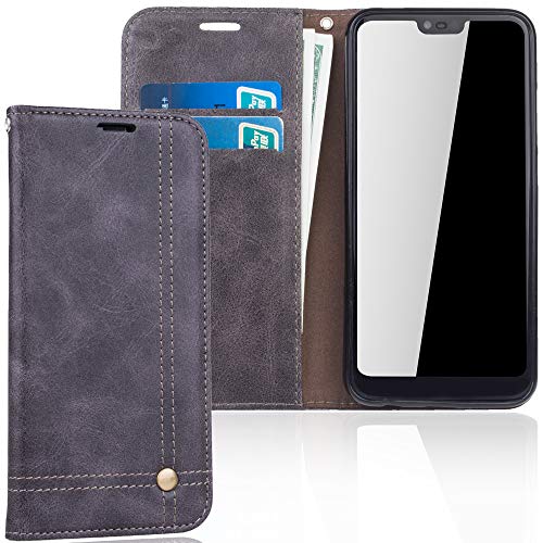 König Design Handyhülle Kompatibel mit Huawei Honor 10 Handytasche Schutzhülle Tasche Flip Case mit Kreditkartenfächern - Grau von König Design
